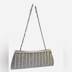 Silver Beaded Sequin Evening Bag